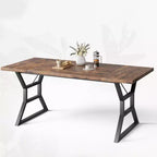 Table de salle à manger de ferme pour 6 personnes, table de cuisine rectangulaire robuste en bois avec pieds en métal résistants, grande table pour salle à manger, restaurant