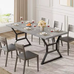 Table de salle à manger de ferme pour 6 personnes, table de cuisine rectangulaire robuste en bois avec pieds en métal résistants, grande table pour salle à manger, restaurant