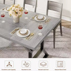 Table de salle à manger de ferme pour 6 personnes, table de cuisine rectangulaire robuste en bois avec pieds en métal résistants, grande table pour salle à manger, restaurant