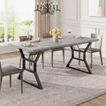 Farmhouse Dining Table for 6, Sturdy Rectangular Wood Kitchen Table with Heavy-Duty Metal Legs, Large Table for Dining Room, Restaurant