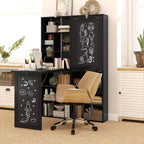 Bureau escamotable convertible, bureau d'ordinateur mural avec tableau noir et étagère latérale