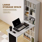Bureau escamotable convertible, bureau d'ordinateur mural avec tableau noir et étagère latérale