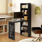 Bureau escamotable convertible, bureau d'ordinateur mural avec tableau noir et étagère latérale