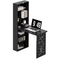 Fold-out Convertible Office Desk, Wall Mount Computer Desk with Blackboard and Side Shelf