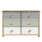 Commode enfant à 6 tiroirs avec façades multicolores, blanche 46,1 L x 15,8 P x 31,3 H