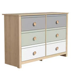 Commode enfant à 6 tiroirs avec façades multicolores, blanche 46,1 L x 15,8 P x 31,3 H