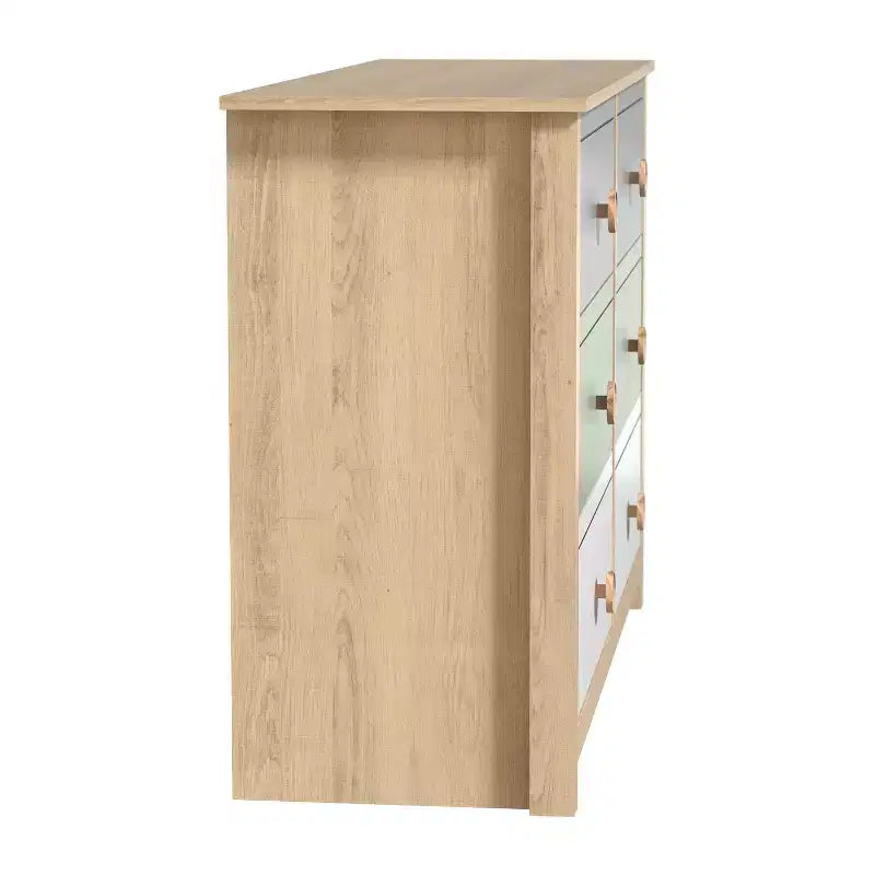 Commode enfant à 6 tiroirs avec façades multicolores, blanche 46,1 L x 15,8 P x 31,3 H