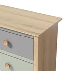 Commode enfant à 6 tiroirs avec façades multicolores, blanche 46,1 L x 15,8 P x 31,3 H