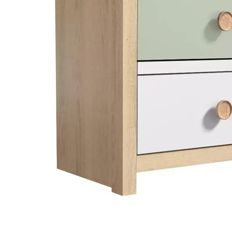 Commode enfant à 6 tiroirs avec façades multicolores, blanche 46,1 L x 15,8 P x 31,3 H