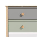 Commode enfant à 6 tiroirs avec façades multicolores, blanche 46,1 L x 15,8 P x 31,3 H