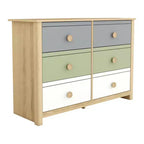Commode enfant à 6 tiroirs avec façades multicolores, blanche 46,1 L x 15,8 P x 31,3 H