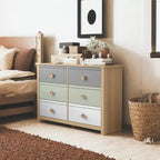 Commode enfant à 6 tiroirs avec façades multicolores, blanche 46,1 L x 15,8 P x 31,3 H