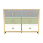 Commode enfant à 6 tiroirs avec façades multicolores, blanche 46,1 L x 15,8 P x 31,3 H