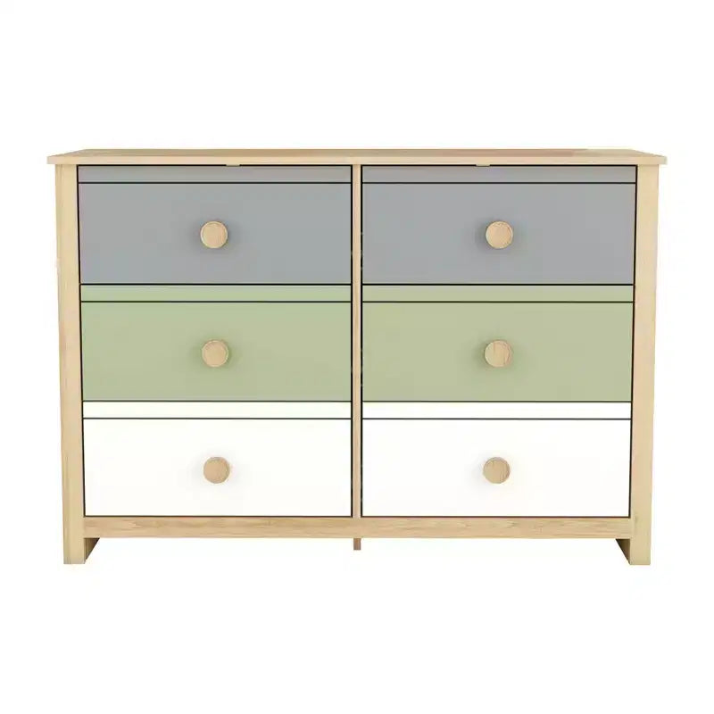 Commode enfant à 6 tiroirs avec façades multicolores, blanche 46,1 L x 15,8 P x 31,3 H