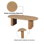 Table basse ovale moderne 51, table centrale finition bois avec pieds colonnes massifs pour salon