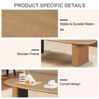 Table basse ovale moderne 51, table centrale finition bois avec pieds colonnes massifs pour salon