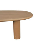 Table basse ovale moderne 51, table centrale finition bois avec pieds colonnes massifs pour salon