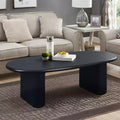 51 Modern Oval Coffee Table, Wood Finish Center Table with Chunky Pillar Legs for Living Room - Panipeachy