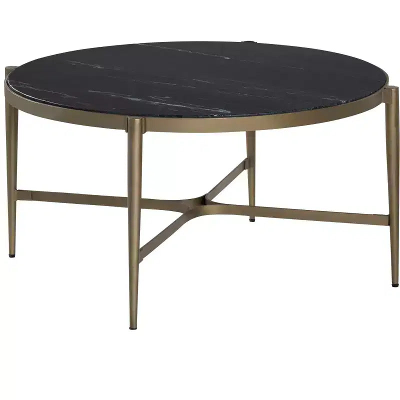 Crestview Collection Black Marble Round Coffee Table_Cocktail Table