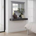 Royal Hampton Dresser Mirror w Crown Molding Frame, 42 Inch Gray Solid Wood