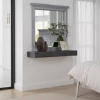 Royal Hampton Dresser Mirror w Crown Molding Frame, 42 Inch Gray Solid Wood