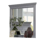 Miroir de commode avec cadre à moulure, bois massif gris de 42 pouces