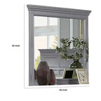 Miroir de commode avec cadre à moulure, bois massif gris de 42 pouces