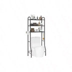 3 - Tier Metal Bathroom Storage Rack Over Toilet Multifunctional Organizer with Toilet Paper Rack Black 3 Tier
