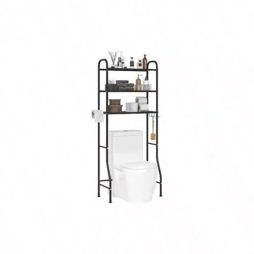 3 - Tier Metal Bathroom Storage Rack Over Toilet Multifunctional Organizer with Toilet Paper Rack Black 3 Tier