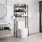 Étagère de rangement en métal à 3 niveaux pour salle de bain, organisateur multifonctionnel au-dessus des toilettes avec porte-papier toilette, noir, 3 niveaux