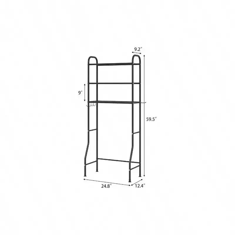 Étagère de rangement en métal à 3 niveaux pour salle de bain, organisateur multifonctionnel au-dessus des toilettes avec porte-papier toilette, noir, 3 niveaux