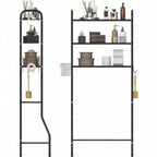 Étagère de rangement en métal à 3 niveaux pour salle de bain, organisateur multifonctionnel au-dessus des toilettes avec porte-papier toilette, noir, 3 niveaux