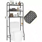 Étagère de rangement en métal à 3 niveaux pour salle de bain, organisateur multifonctionnel au-dessus des toilettes avec porte-papier toilette, noir, 3 niveaux