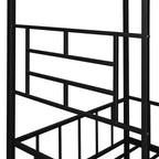 Cadre de lit maison en métal de taille double avec petite échelle, grand espace de rangement