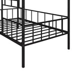 Cadre de lit maison en métal de taille double avec petite échelle, grand espace de rangement