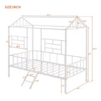 Cadre de lit maison en métal de taille double avec petite échelle, grand espace de rangement