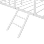 Cadre de lit maison en métal de taille double avec petite échelle, grand espace de rangement