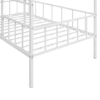 Cadre de lit maison en métal de taille double avec petite échelle, grand espace de rangement