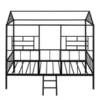 Cadre de lit maison en métal de taille double avec petite échelle, grand espace de rangement