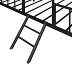 Cadre de lit maison en métal de taille double avec petite échelle, grand espace de rangement