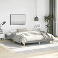 Bed Frame Light Gray Polyester Fabric, Plywood, Engineered Wood