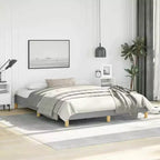 Bed Frame Light Gray Polyester Fabric, Plywood, Engineered Wood