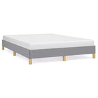 Structure de lit en tissu polyester gris clair, contreplaqué, bois composite