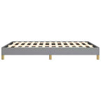 Structure de lit en tissu polyester gris clair, contreplaqué, bois composite