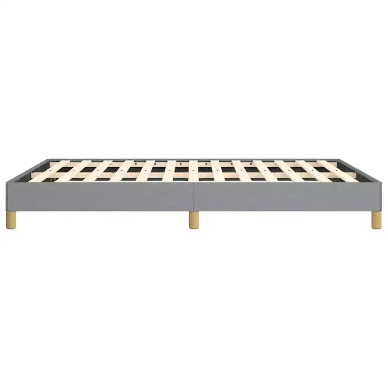 Structure de lit en tissu polyester gris clair, contreplaqué, bois composite