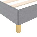 Structure de lit en tissu polyester gris clair, contreplaqué, bois composite