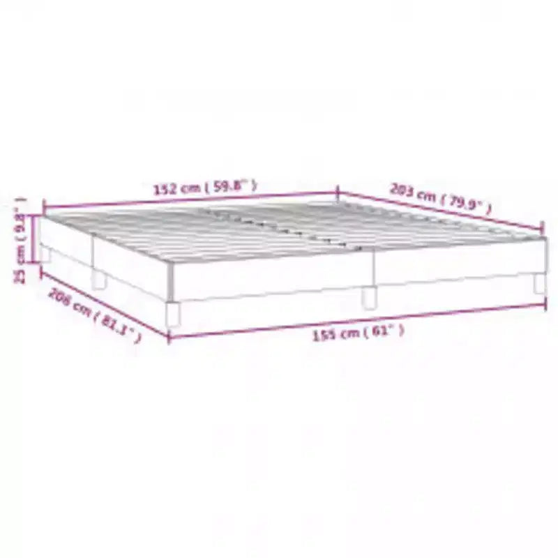 Structure de lit en tissu polyester gris clair, contreplaqué, bois composite