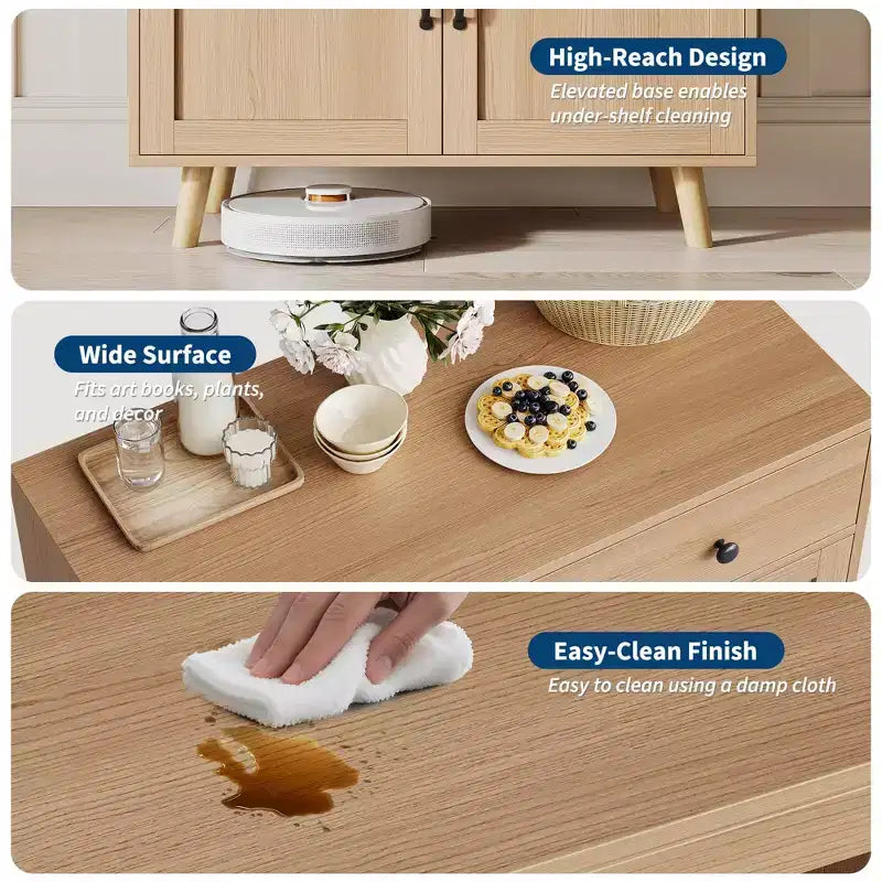 Meuble d'appoint avec rangement, console de bar à café, buffet avec tiroir et portes, table console en bois