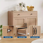 Meuble d'appoint avec rangement, console de bar à café, buffet avec tiroir et portes, table console en bois