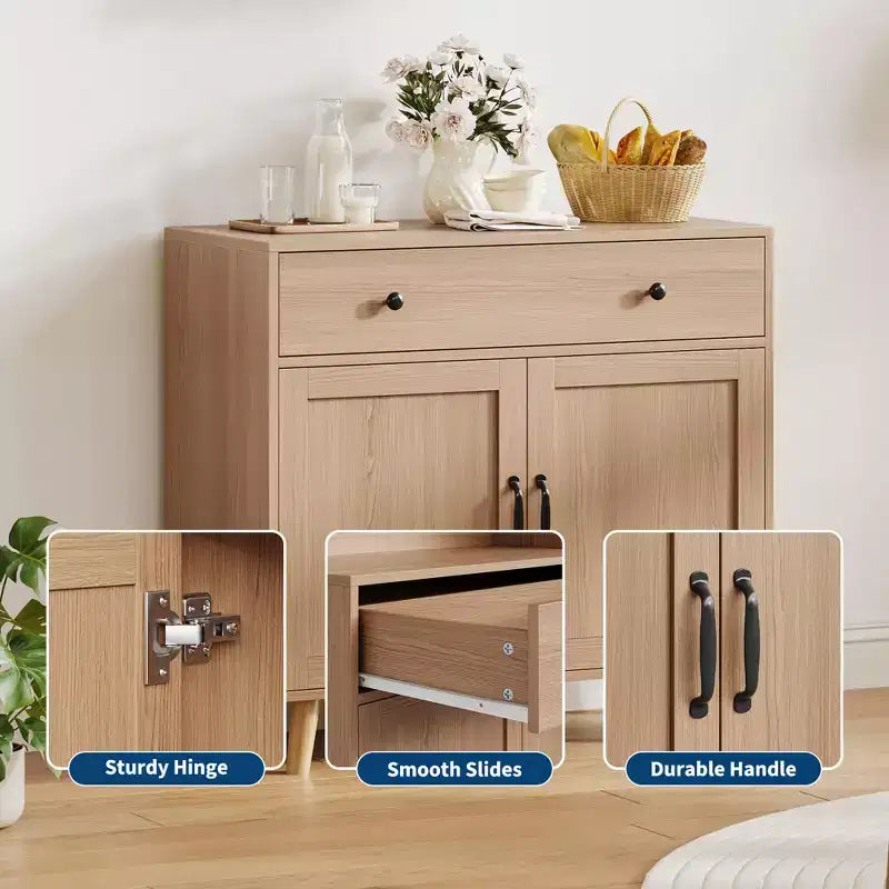 Meuble d'appoint avec rangement, console de bar à café, buffet avec tiroir et portes, table console en bois